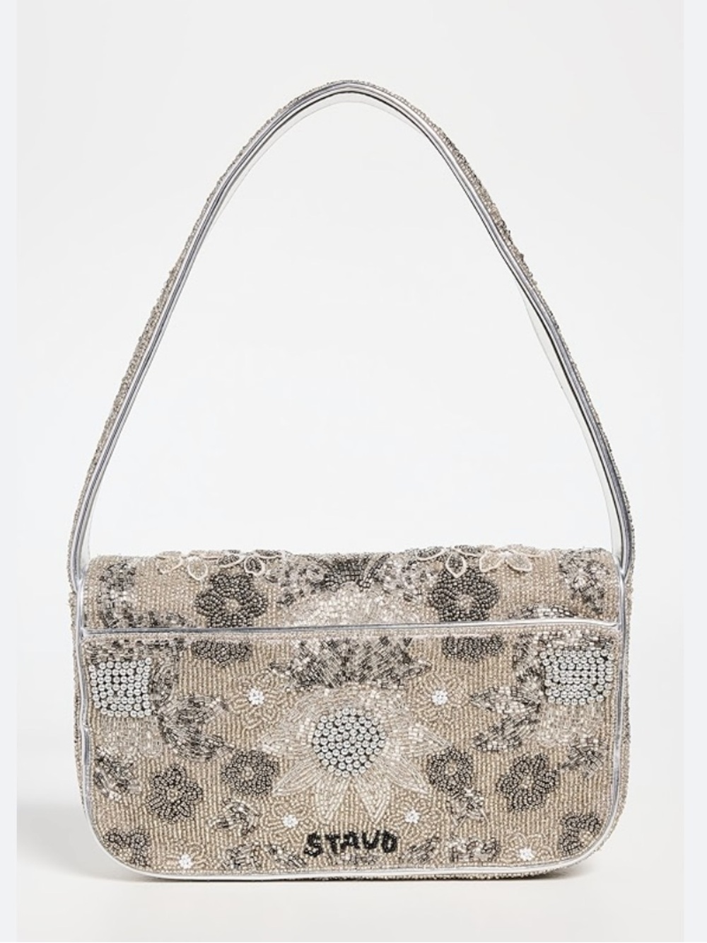 NWT STAUD Tommy Beaded Bag, Silver Garden Party - Picture 3 of 8